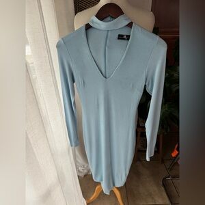 NWOT Blue Long-Sleeve midi Dress gender reveal baby shower‎